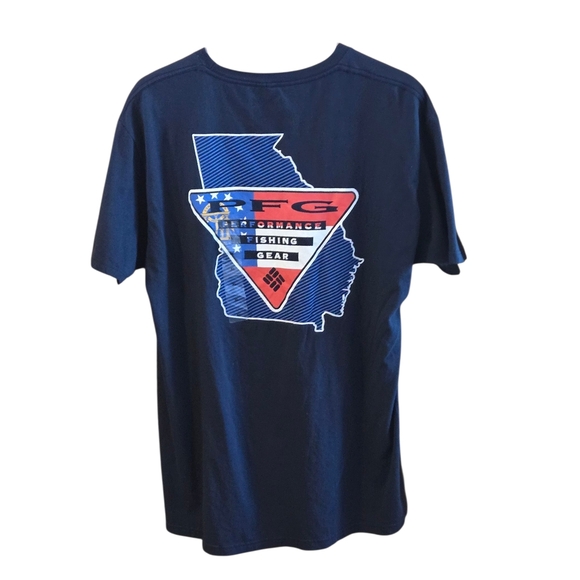 Columbia PFG Navy Blue Graphic T-Shirt Men's XL Georgia State Flag Design Cotton - Picture 1 of 8